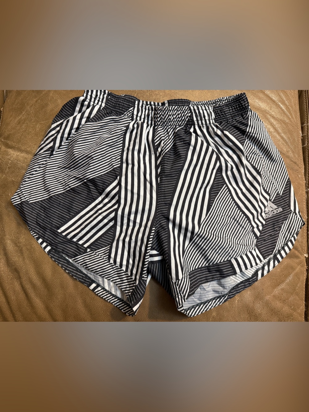 adidas Women’s Black & White Geometric Stripe Athletic Shorts